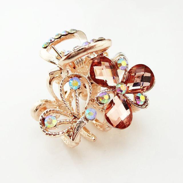 LNRRABC Women Chic Bling Rhinestones Hair Claw Butterfly Hair Accessories Hair Ornament hair clipsacessorio para cabelo tiara-3 Petals Champagne-JadeMoghul Inc.