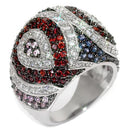 Cubic Zirconia Rings LO1520 Rhodium + Ruthenium Brass Ring with CZ