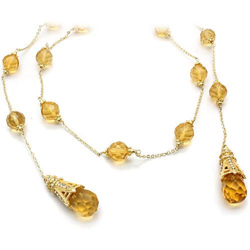 Gold Chain Necklace LO1717 Gold White Metal Necklace with Synthetic