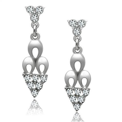 Crystal Drop Earrings LO1969 Rhodium White Metal Earrings with Crystal