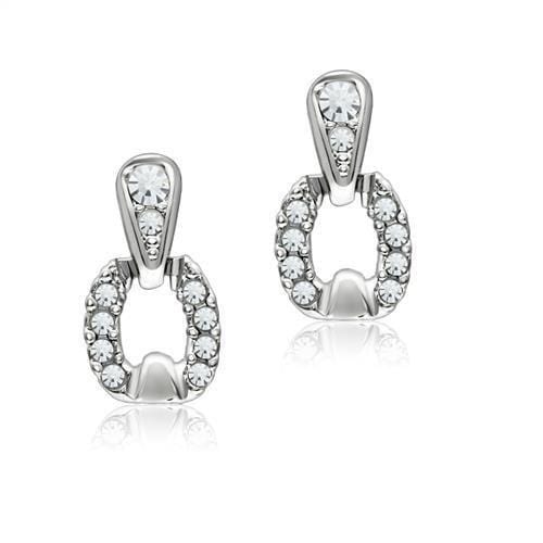 Crystal Drop Earrings LO1999 Rhodium White Metal Earrings with Crystal