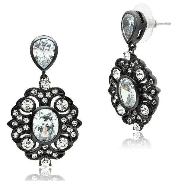 Earrings For Girls LO3687 Ruthenium Brass Earrings with AAA Grade CZ