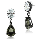 Earrings For Girls LO3689 Ruthenium Brass Earrings in Black Diamond