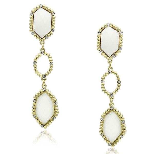 Gold Drop Earrings LO3692 Gold & Brush Brass Earrings with Synthetic