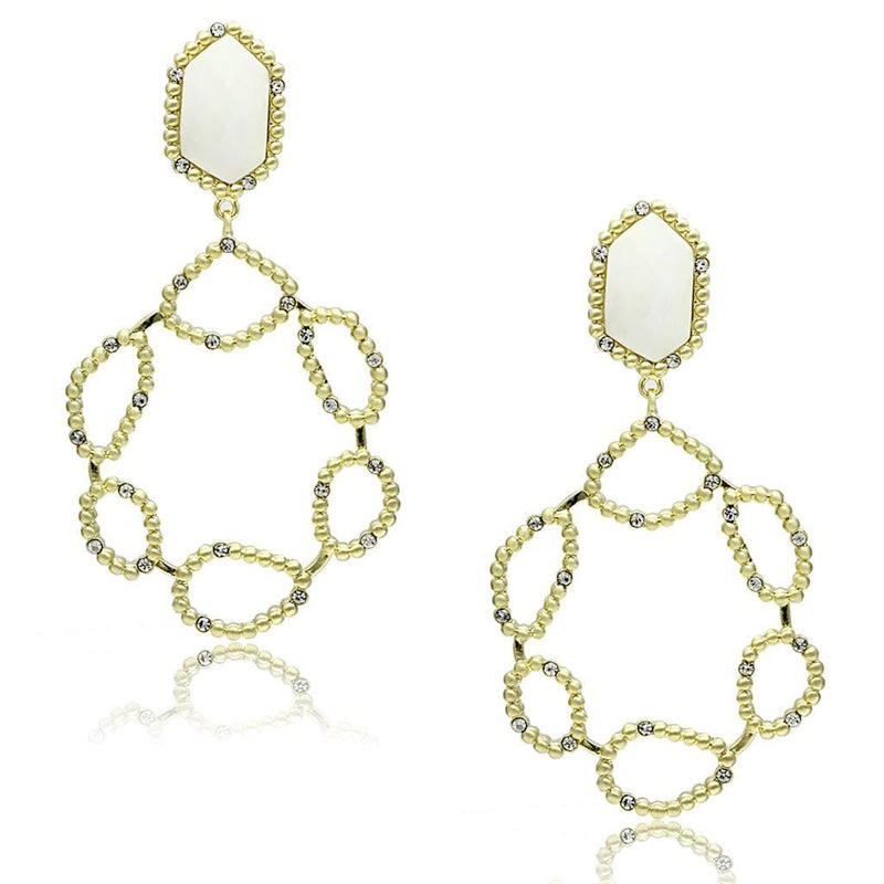 Gold Drop Earrings LO3693 Gold & Brush Brass Earrings with Synthetic