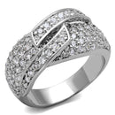 Cubic Zirconia Rings LO3741 Rhodium Brass Ring with AAA Grade CZ