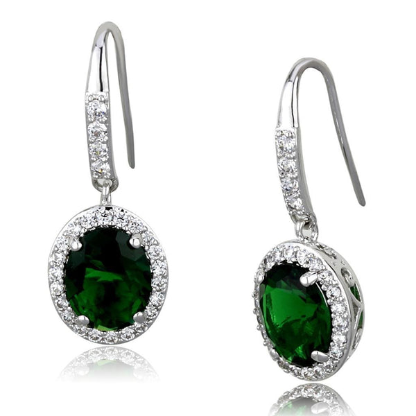 Earrings For Girls LO3769 Rhodium Brass Earrings with Synthetic in Emerald