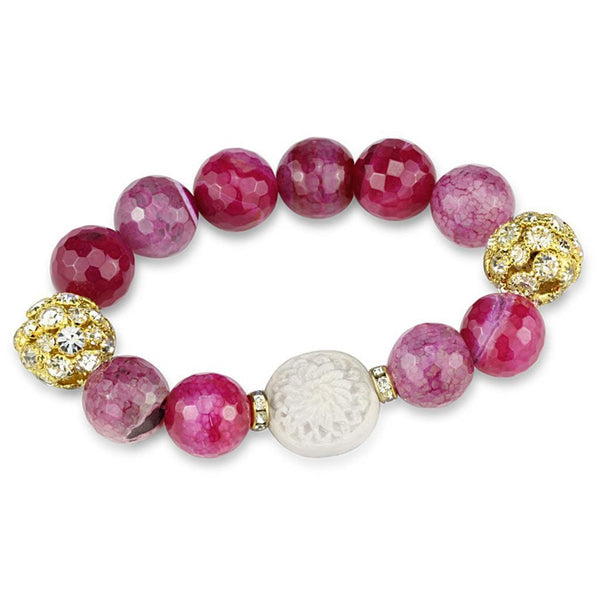 Gold Bracelet LO3782 Gold Brass Bracelet with Synthetic in Fuchsia