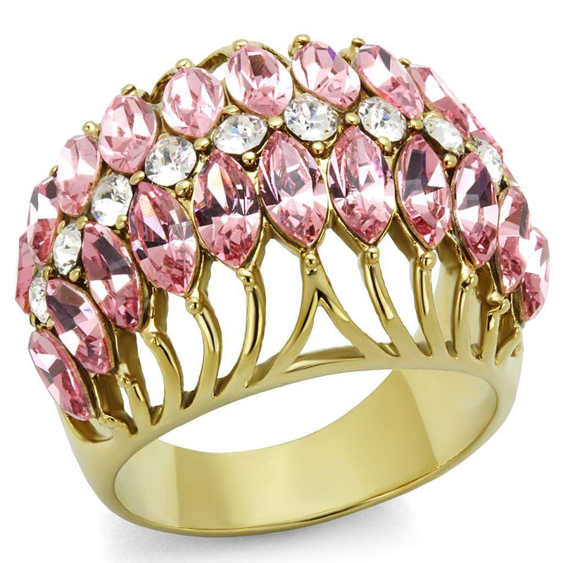 Solid Gold Ring LO4108 Gold - Brass Ring with Top Grade Crystal