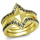 Solid Gold Ring LO4113 Gold Brass Ring with Top Grade Crystal in Hematite