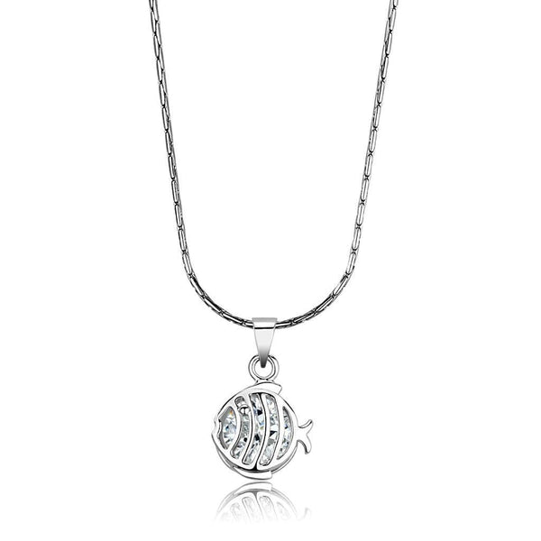 Chain Necklace LO4148 Rhodium Brass Chain Pendant with AAA Grade CZ