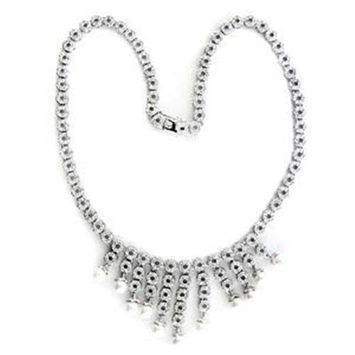 Silver Chain Necklace LOA559 Rhodium 925 Sterling Silver Necklace with Synthetic