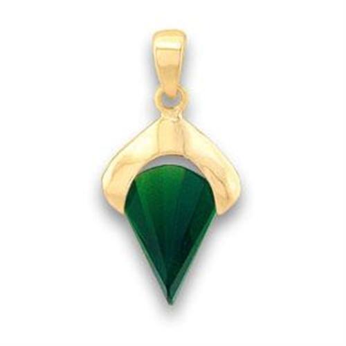 Gold Pendant For Women LOA633 Gold Brass Pendant with Synthetic in Emerald