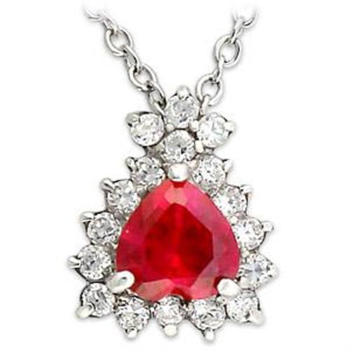 Sterling Silver Pendants LOA636 - 925 Sterling Silver Chain Pendant in Ruby