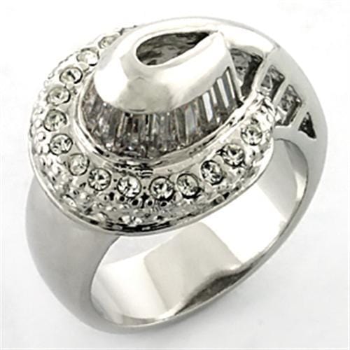 Mens Stainless Steel Rings LOA672 Rhodium Brass Ring with AAA Grade CZ