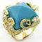 Gold Ring LOA681 Gold Brass Ring with Synthetic in Sea Blue