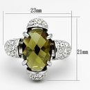 Vintage Wedding Rings LOA842 Rhodium Brass Ring with CZ in Olivine color