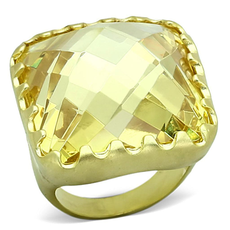 Gold Ring Set LOA888 Matte Gold Brass Ring with CZ in Citrine Yellow