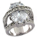 Mens Stainless Steel Rings LOA989 Rhodium Brass Ring with AAA Grade CZ