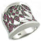 Silver Pinky Ring Mens LOAS1009 Rhodium 925 Sterling Silver Ring in Ruby