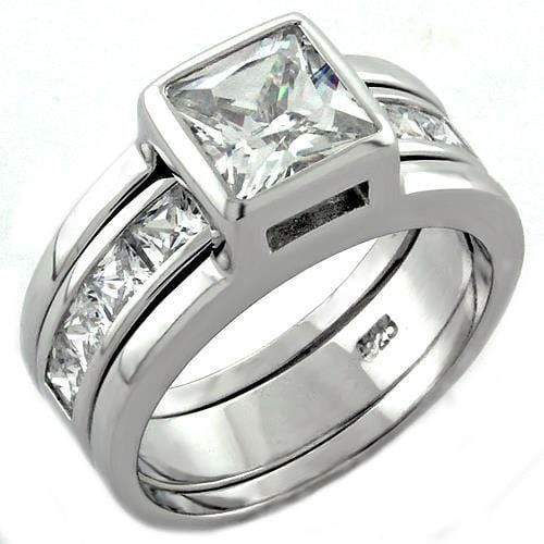 Sterling Silver Wedding Rings LOAS1034 Rhodium 925 Sterling Silver Ring
