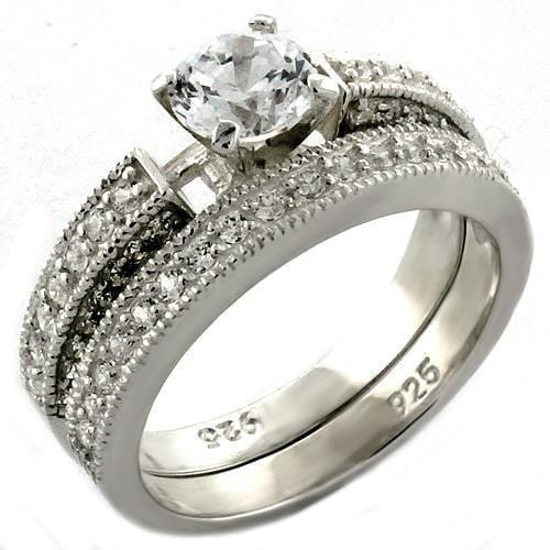 Sterling Silver Wedding Rings LOAS1037 Rhodium 925 Sterling Silver Ring