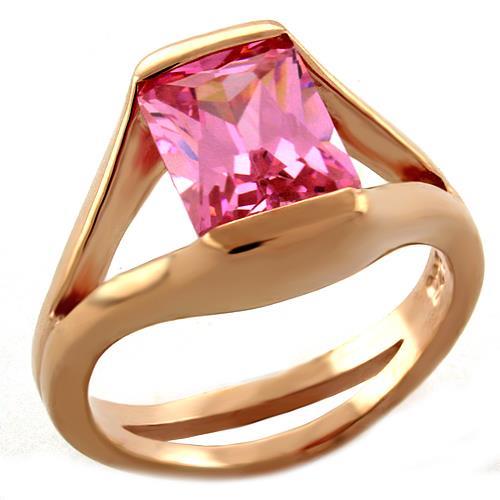 Rose Gold Wedding Rings LOAS1045 Rose Gold 925 Sterling Silver Ring with CZ