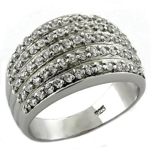 Simple Silver Ring LOAS1048 Rhodium 925 Sterling Silver Ring with CZ