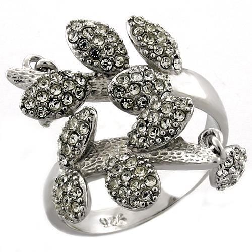 Simple Silver Ring LOAS1053 Rhodium 925 Sterling Silver Ring with Crystal