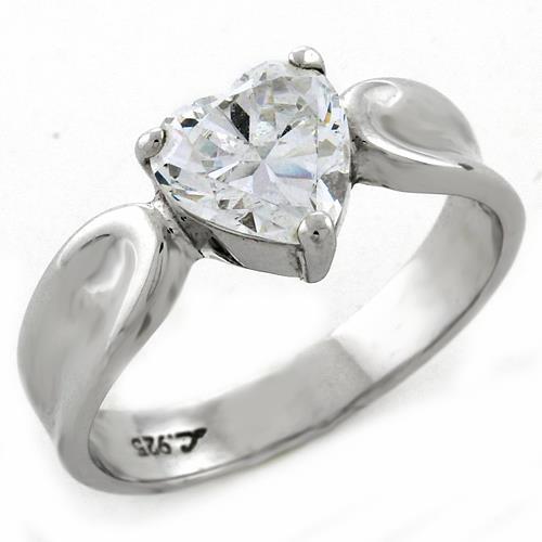 Simple Silver Ring LOAS1061 - 925 Sterling Silver Ring with AAA Grade CZ