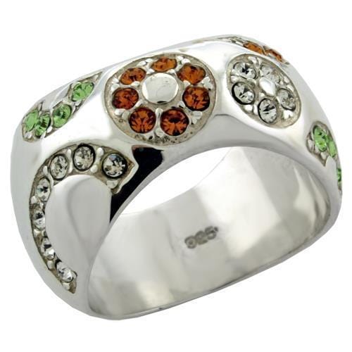 Silver Pinky Ring Mens LOAS1073 - 925 Sterling Silver Ring with Crystal