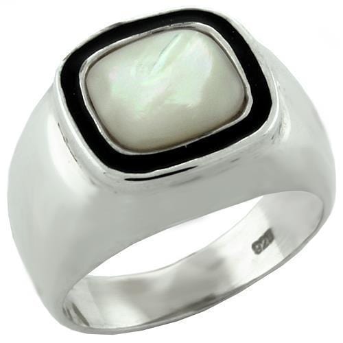 Simple Silver Ring LOAS1083 - 925 Sterling Silver Ring with Synthetic