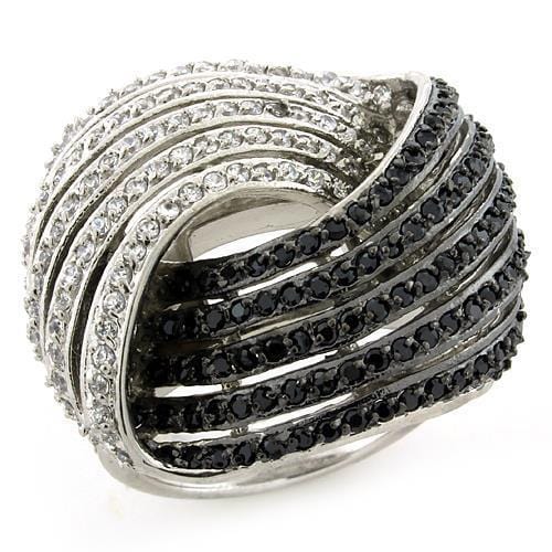 Simple Silver Ring LOAS1097 Rhodium + Ruthenium 925 Sterling Silver Ring