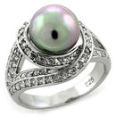 Simple Silver Ring LOAS1159 Rhodium 925 Sterling Silver Ring with Synthetic