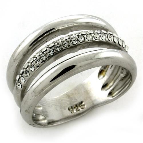 Mens Silver Wedding Ring LOAS1176 Rhodium 925 Sterling Silver Ring with Crystal