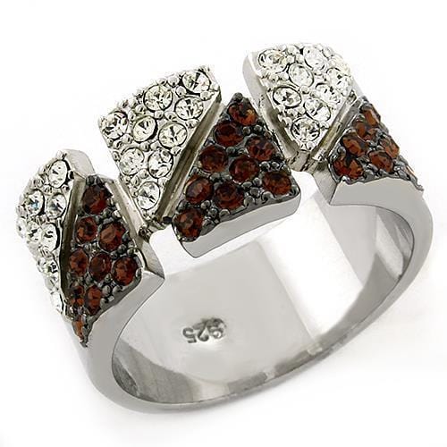 Sterling Silver Band Rings LOAS1227 Rhodium 925 Sterling Silver Ring with Crystal