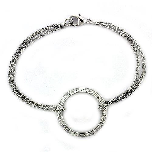 Silver Charm Bracelet LOAS1317 925 Sterling Silver Bracelet with CZ