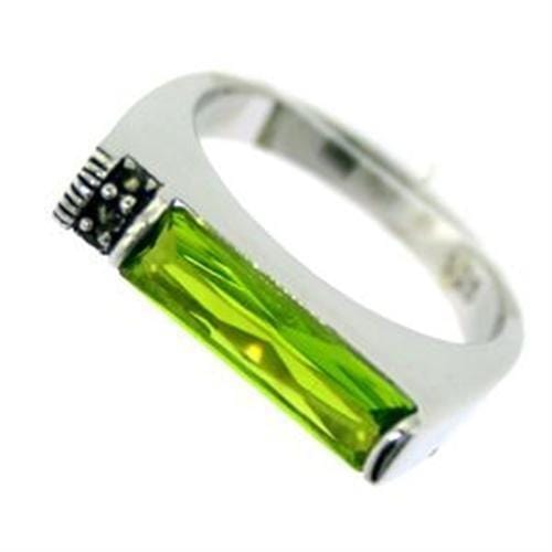 Sterling Silver Band Rings LOAS722 Rhodium 925 Sterling Silver Ring in Peridot