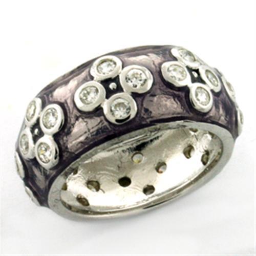Men's Silver Band Rings LOAS730 Rhodium 925 Sterling Silver Ring with Epoxy