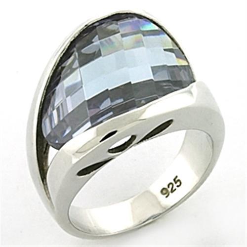 Sterling Silver Band Rings LOAS774 Rhodium 925 Sterling Silver Ring with CZ