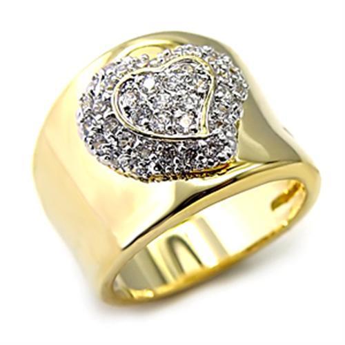 Gold Plated Rings LOAS830 Gold+Rhodium 925 Sterling Silver Ring with CZ