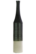 Long Neck Bottle Vase With Combed pattern In Ceramic, Black-Vases-Black-Ceramic-JadeMoghul Inc.