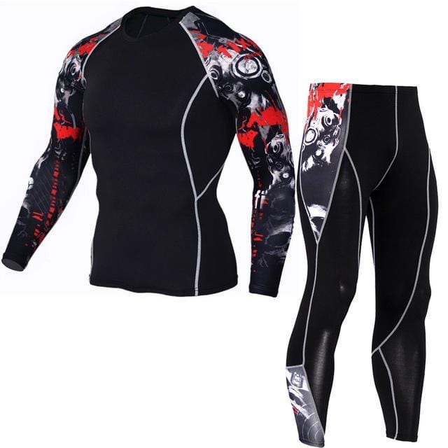 Long Sleeve Complete Graphic Compression Suit-Brown-S-JadeMoghul Inc.