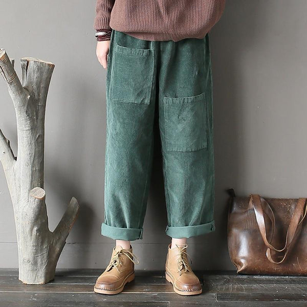 Loose Fit Corduroy Straight Pants-Coffee-One Size-JadeMoghul Inc.