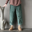Loose Fit Corduroy Straight Pants-Dark green-One Size-JadeMoghul Inc.