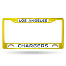 Cute License Plate Frames Los Angeles Chargers Yellow Colored Chrome Secondary Frame