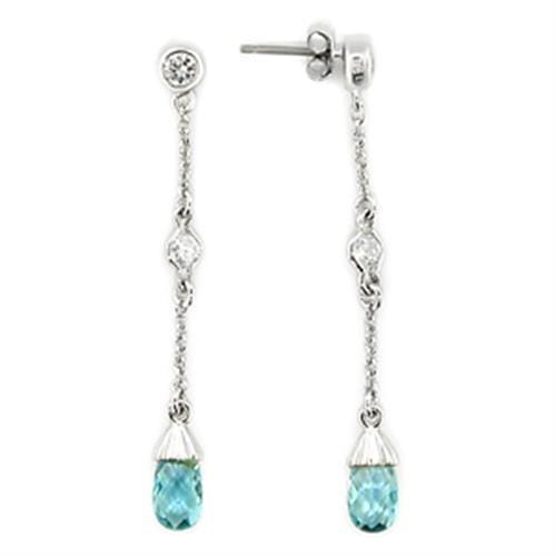 Silver Dangle Earrings LOS001 Rhodium 925 Sterling Silver Earrings with Genuine Stone