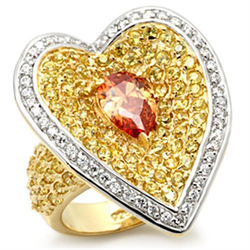 Gold Plated Rings LOS096 Gold+Rhodium 925 Sterling Silver Ring with CZ