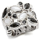 Sterling Silver Band Rings LOS113 Rhodium 925 Sterling Silver Ring with Milky CZ