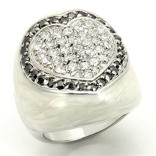 Silver Ring Set LOS167 Rhodium 925 Sterling Silver Ring with AAA Grade CZ